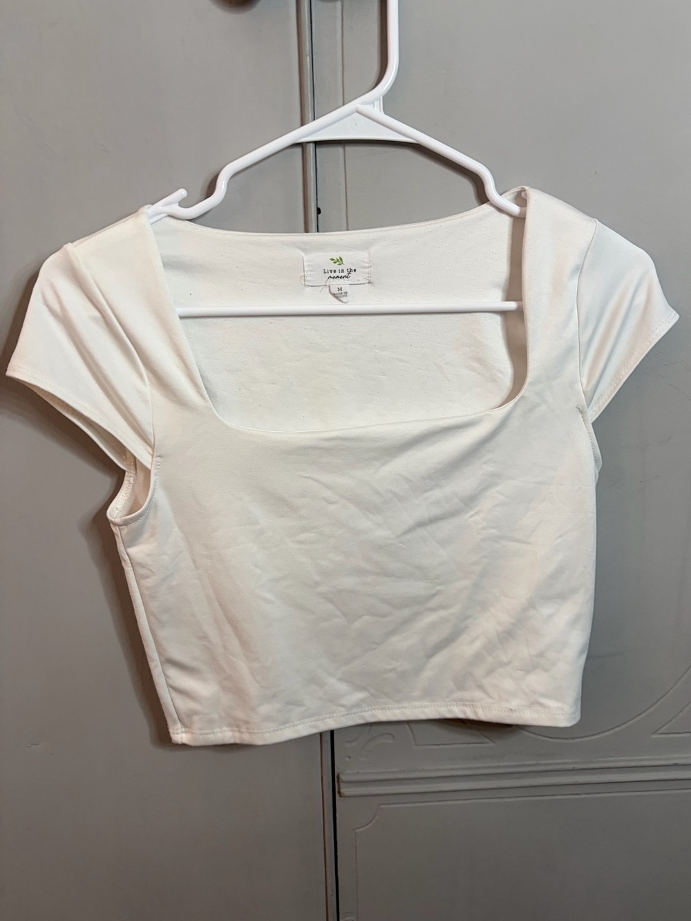 Live in Love White Square-Neck Crop Top